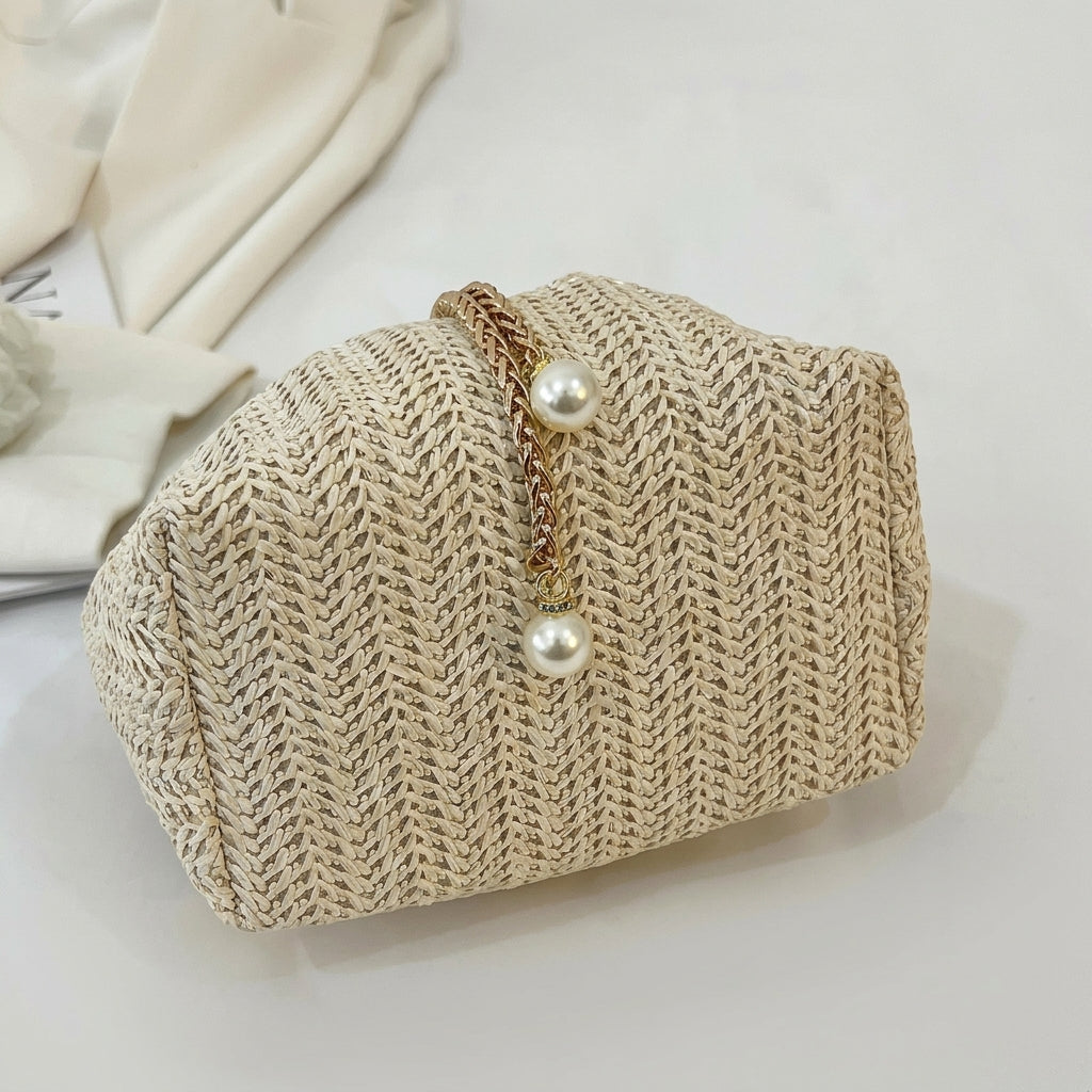 Boho Woven Drawstring Bucket Bag