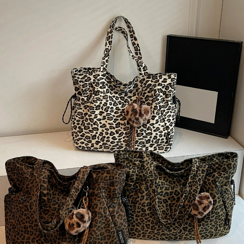 Leopard Pattern With Pendant Tote Bag
