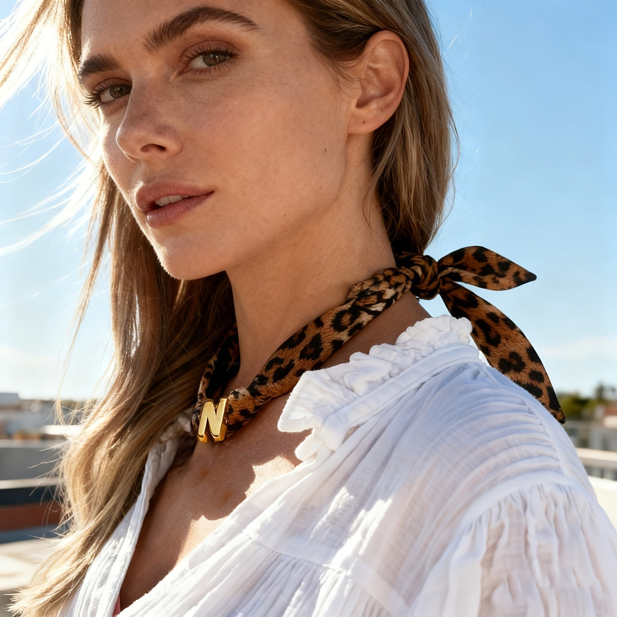 Vintage Leopard Print Initial Necklace