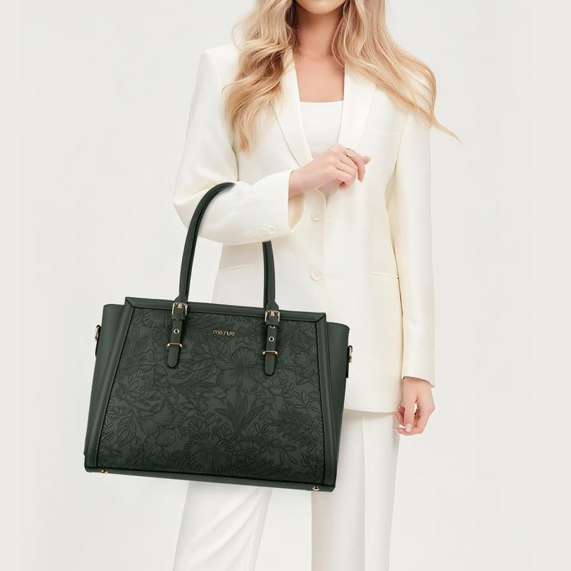 Scarf Accented Floral Patterned Bag