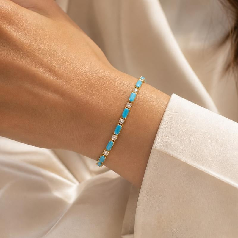 14k Classic Colored Tennis Bracelet