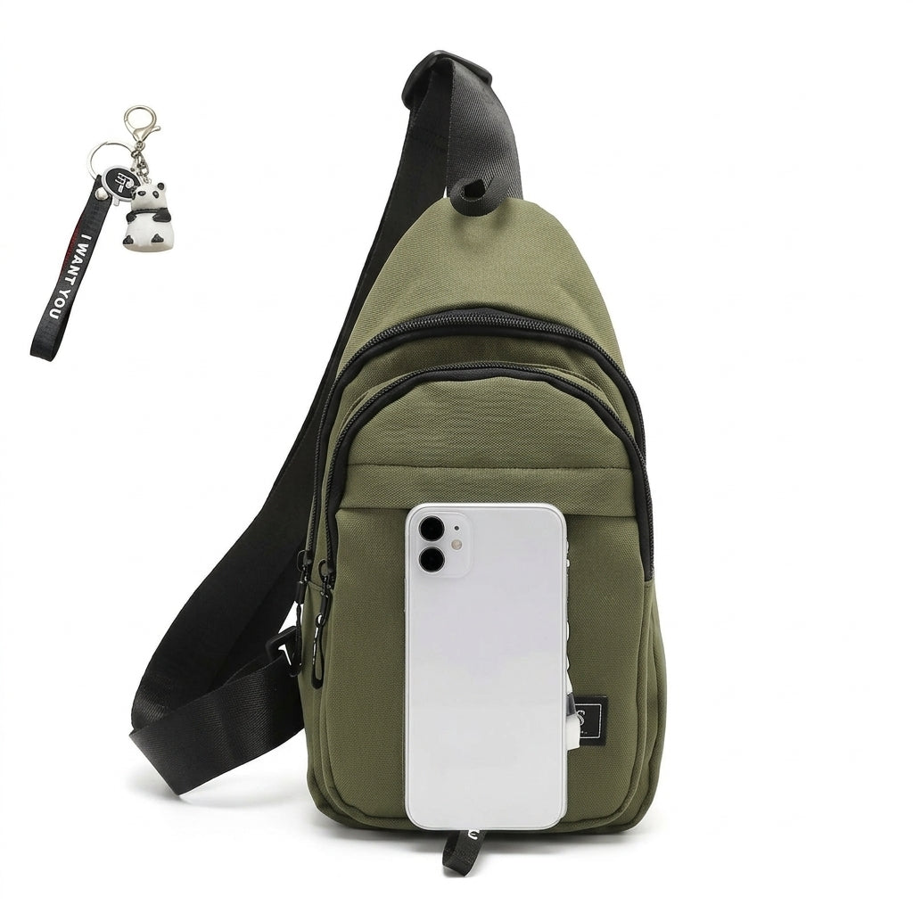 Everyday Multi Pocket Sling Bag with Animal Pendant