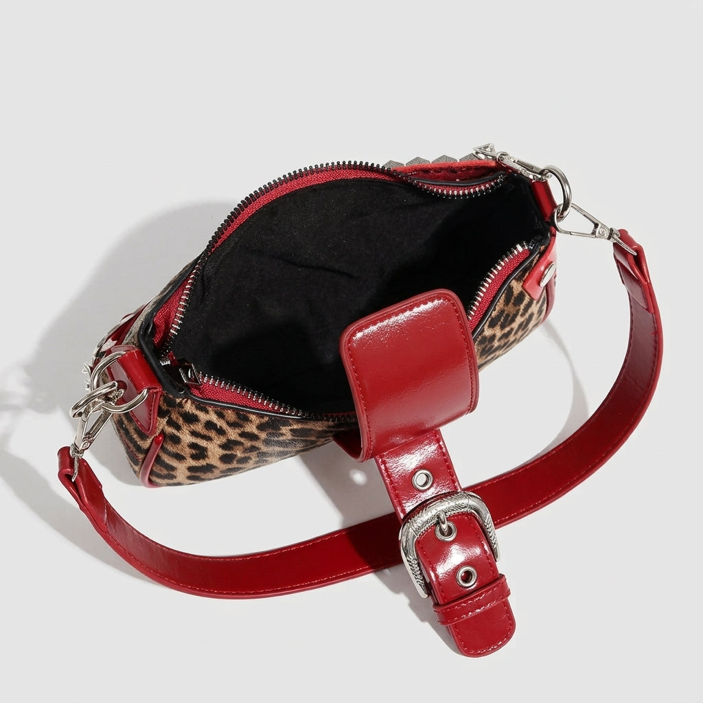 Y2K Animal Print Chain Shoulder Bag