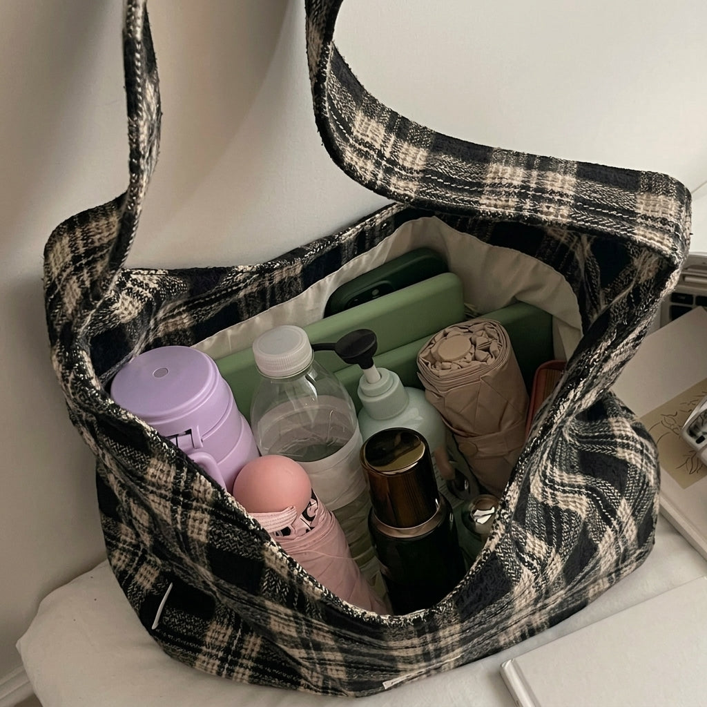 Retro Plaid Shoulder Bag