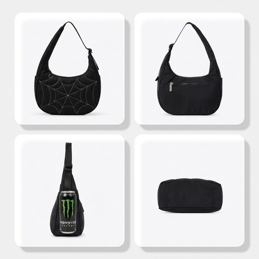 Thread Spider Web Puffer Shoulder Bag