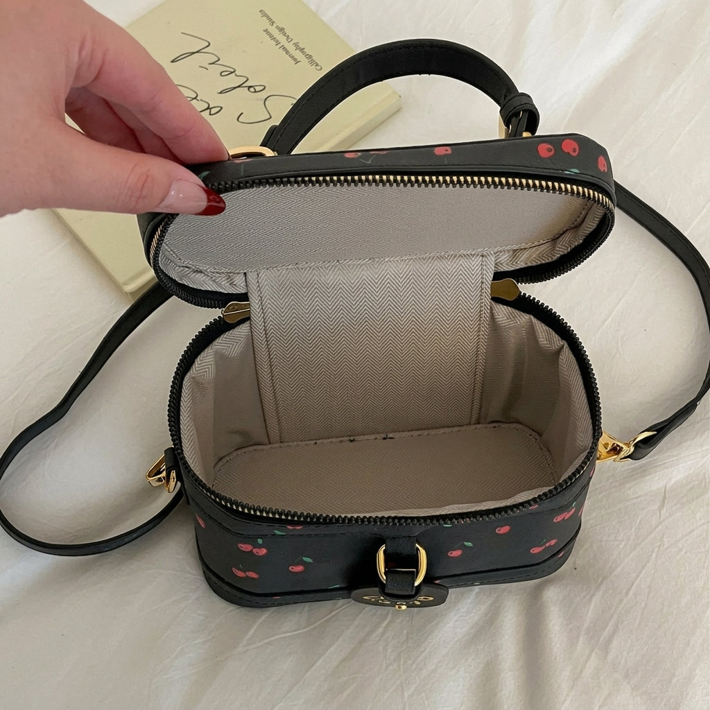 Cherry Print Mini Box Shoulder Bag