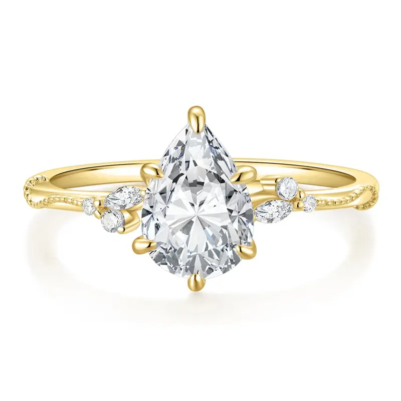 Pear Cut Zircon Engagement Ring
