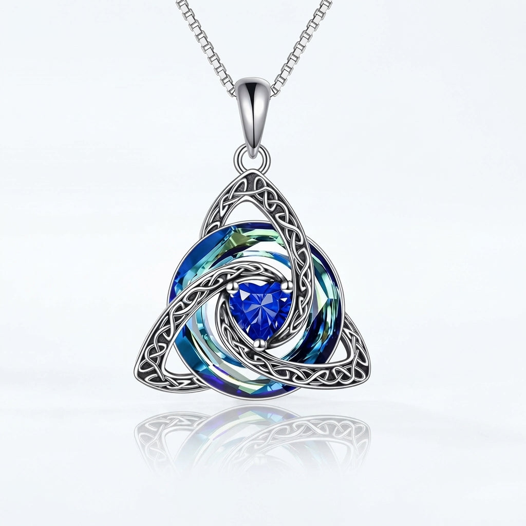 Trinity Knot Heart Birthstone Pendant Necklace