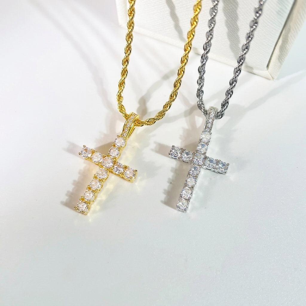 18k Elegant Zircon Cross Necklace