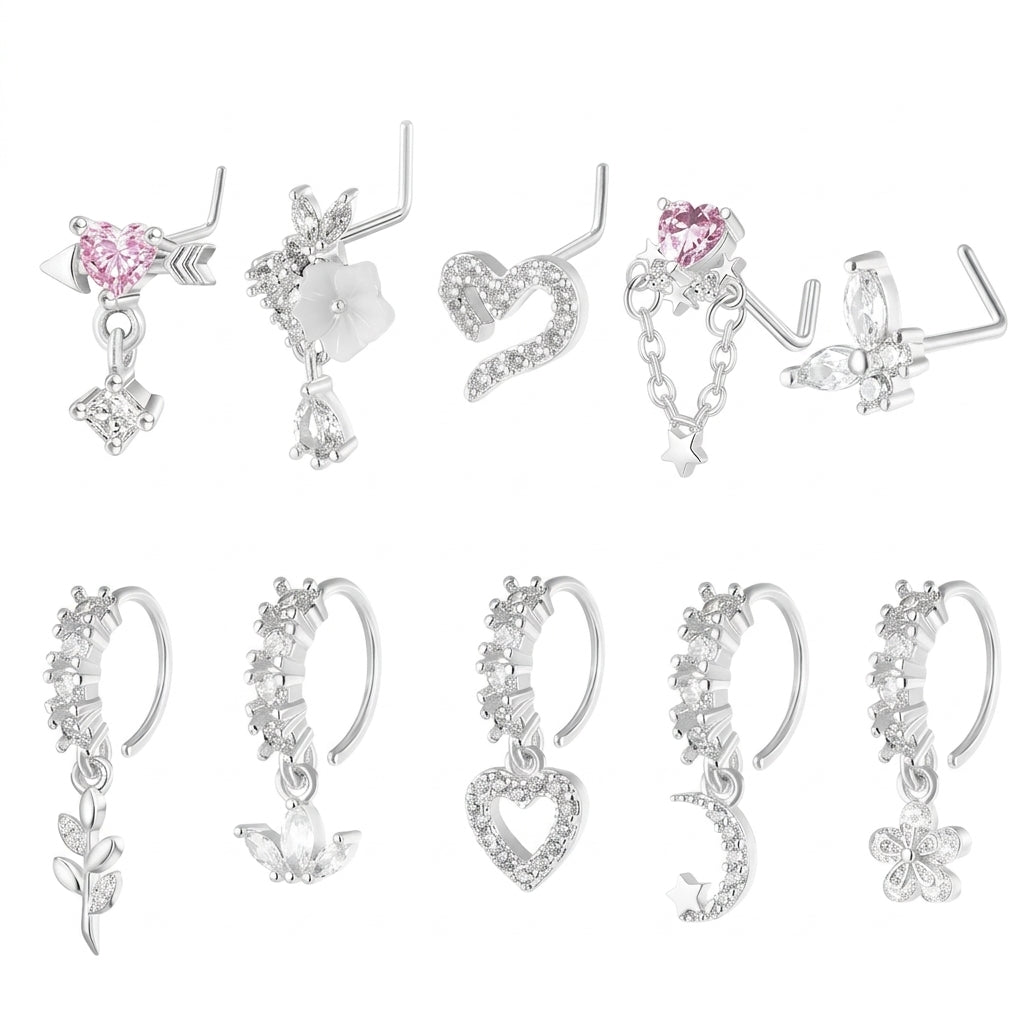 8/10/20pc Dainty Charm Nose Ring Set