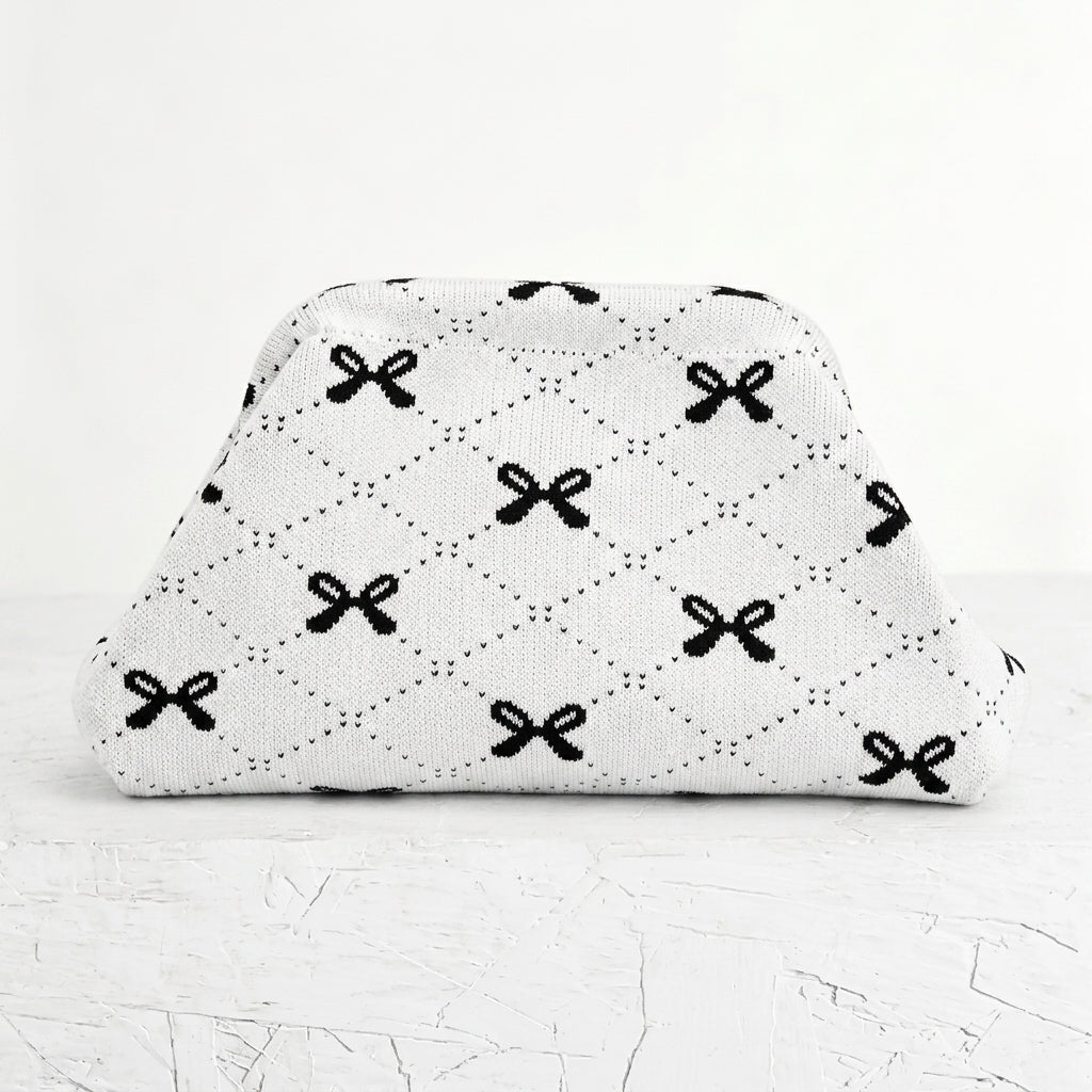 Woven Striped Pouch Clutch