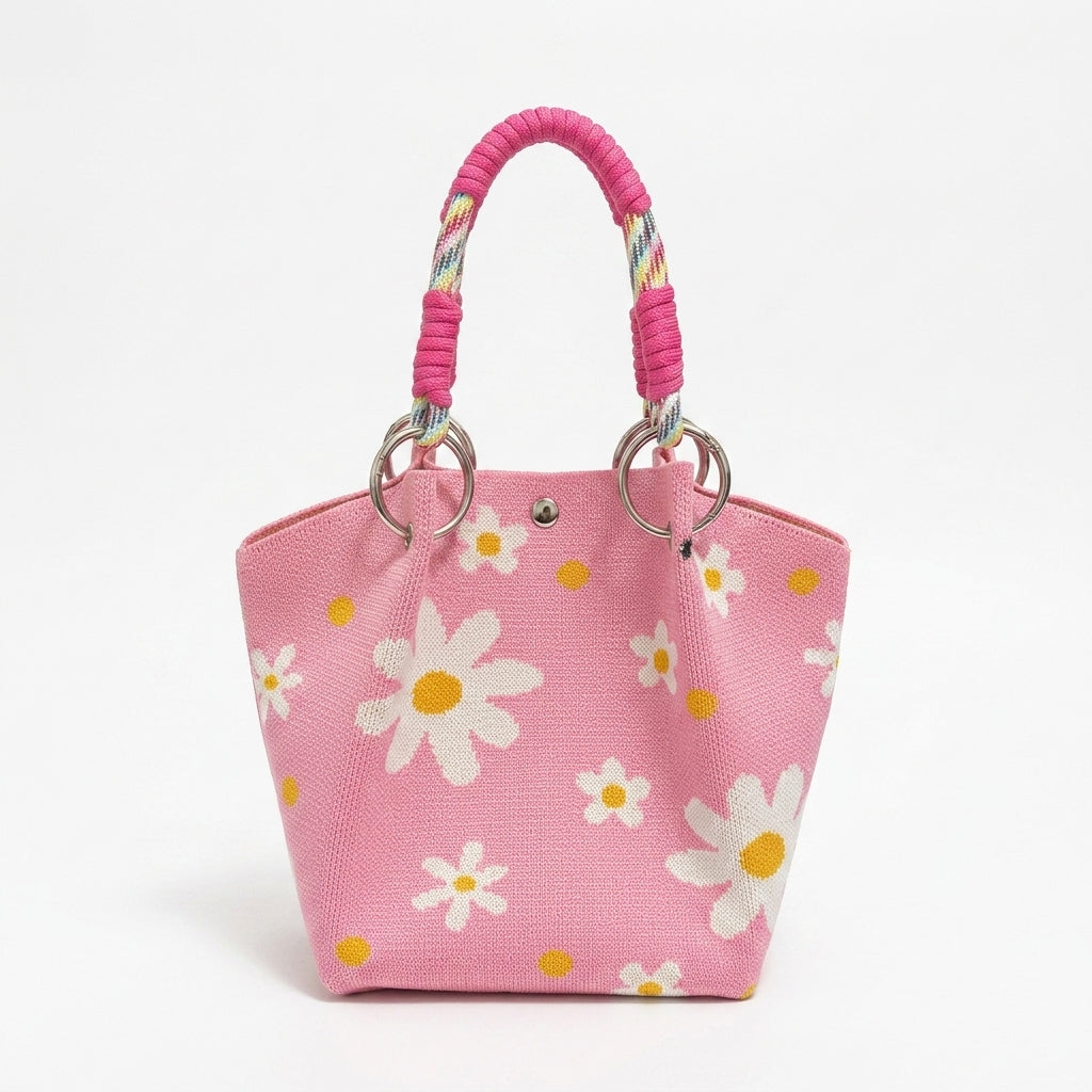 Knit Magnetic Clasp Bucket Bag