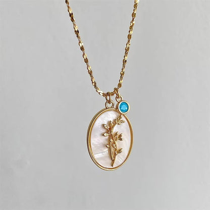 14k Dainty Birth Month Stone & Flower Charm Necklace - Veinci