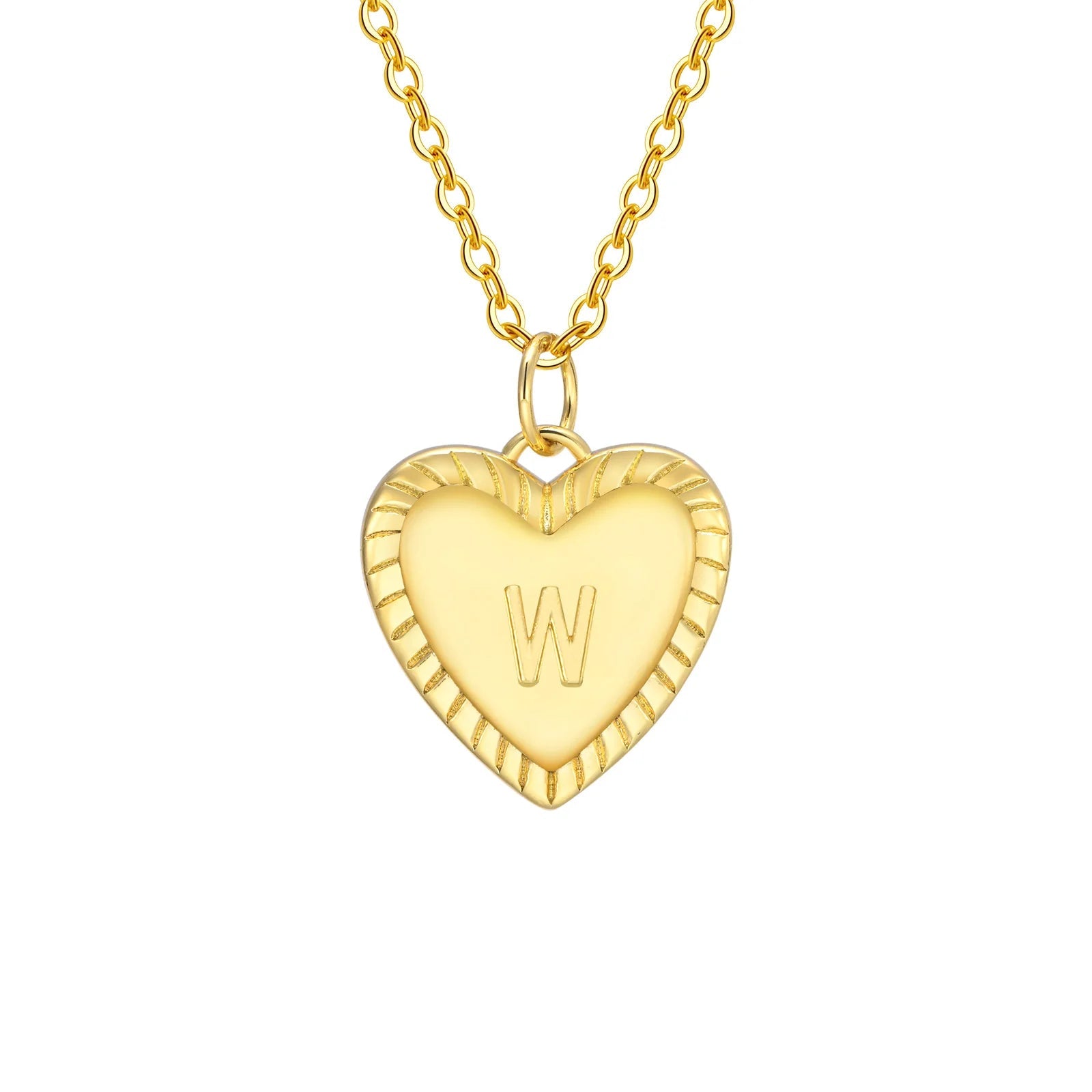 14k Dainty Heart Pendant Letter Initial Necklace - Veinci