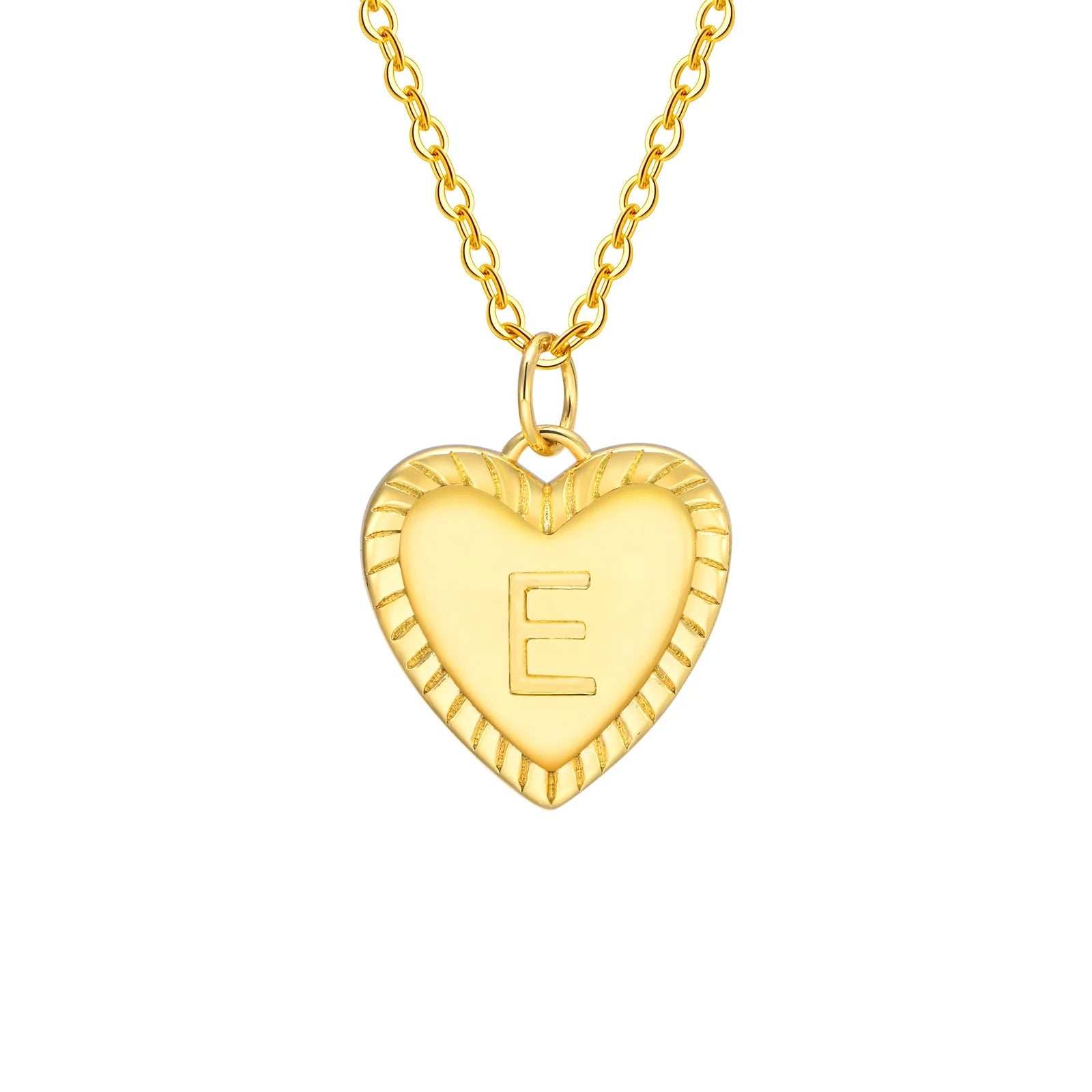 14k Dainty Heart Pendant Letter Initial Necklace - Veinci