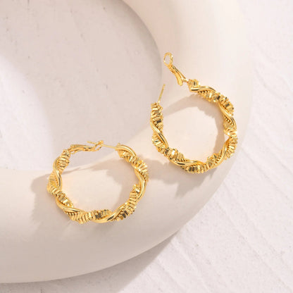 14k Deluxe Textured Spiral Hoop Earrings - Veinci