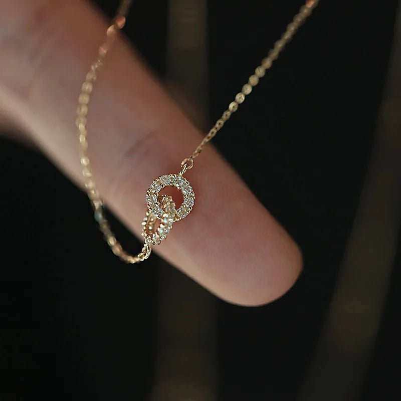 14K S925 Interlaced Diamond Circles Necklace - Veinci