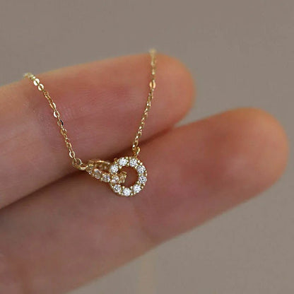 14K S925 Interlaced Diamond Circles Necklace - Veinci