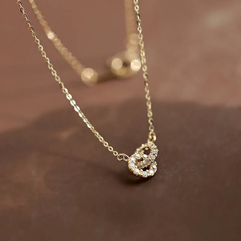 14K S925 Interlaced Diamond Circles Necklace - Veinci