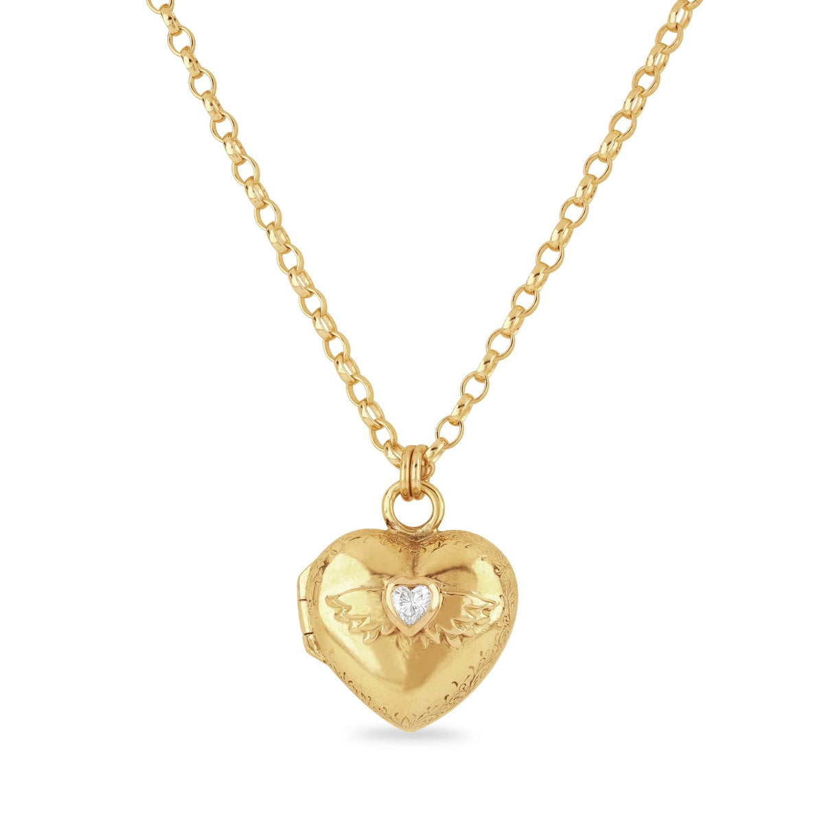 3pc Dainty Engraved Heart Locket Necklace Set
