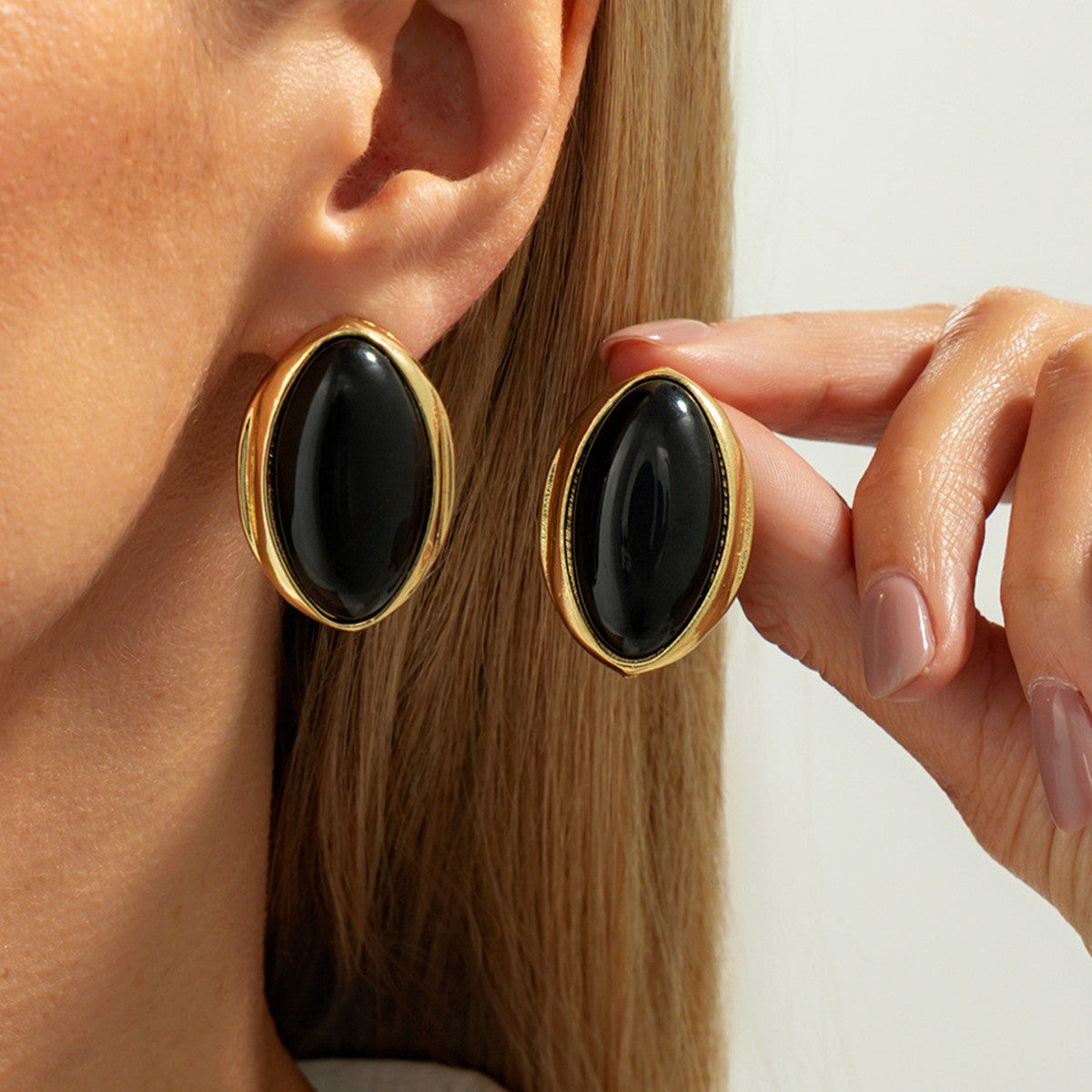 Classy Red Oval Cabochon Ring and Earring Set