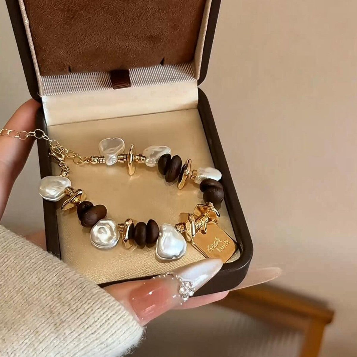 Vintage Baroque Pearl Coffee Bean Bracelet
