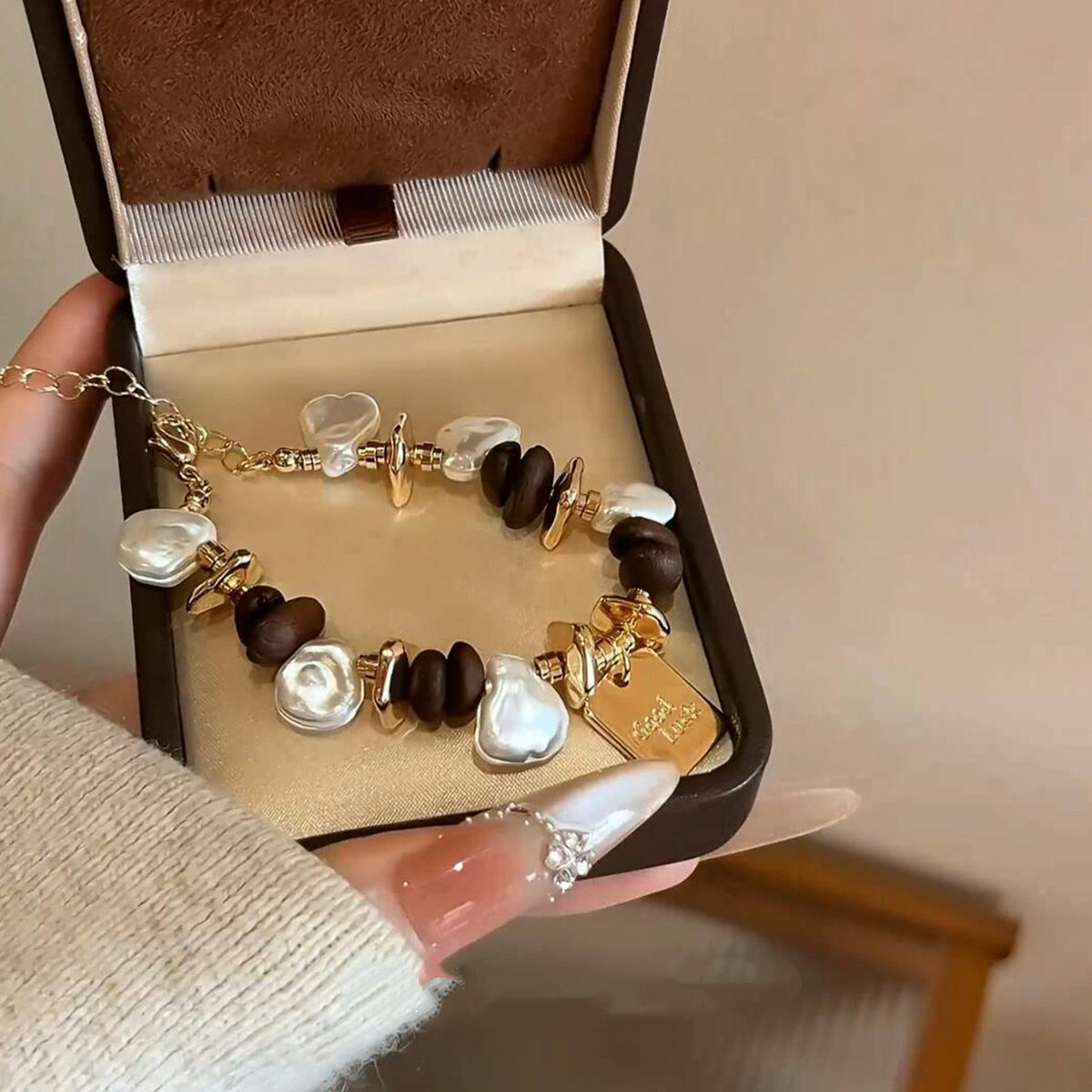 Vintage Baroque Pearl Coffee Bean Bracelet