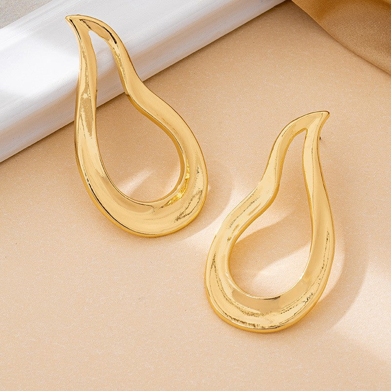 Classy Molten Teardrop Hoop Earrings
