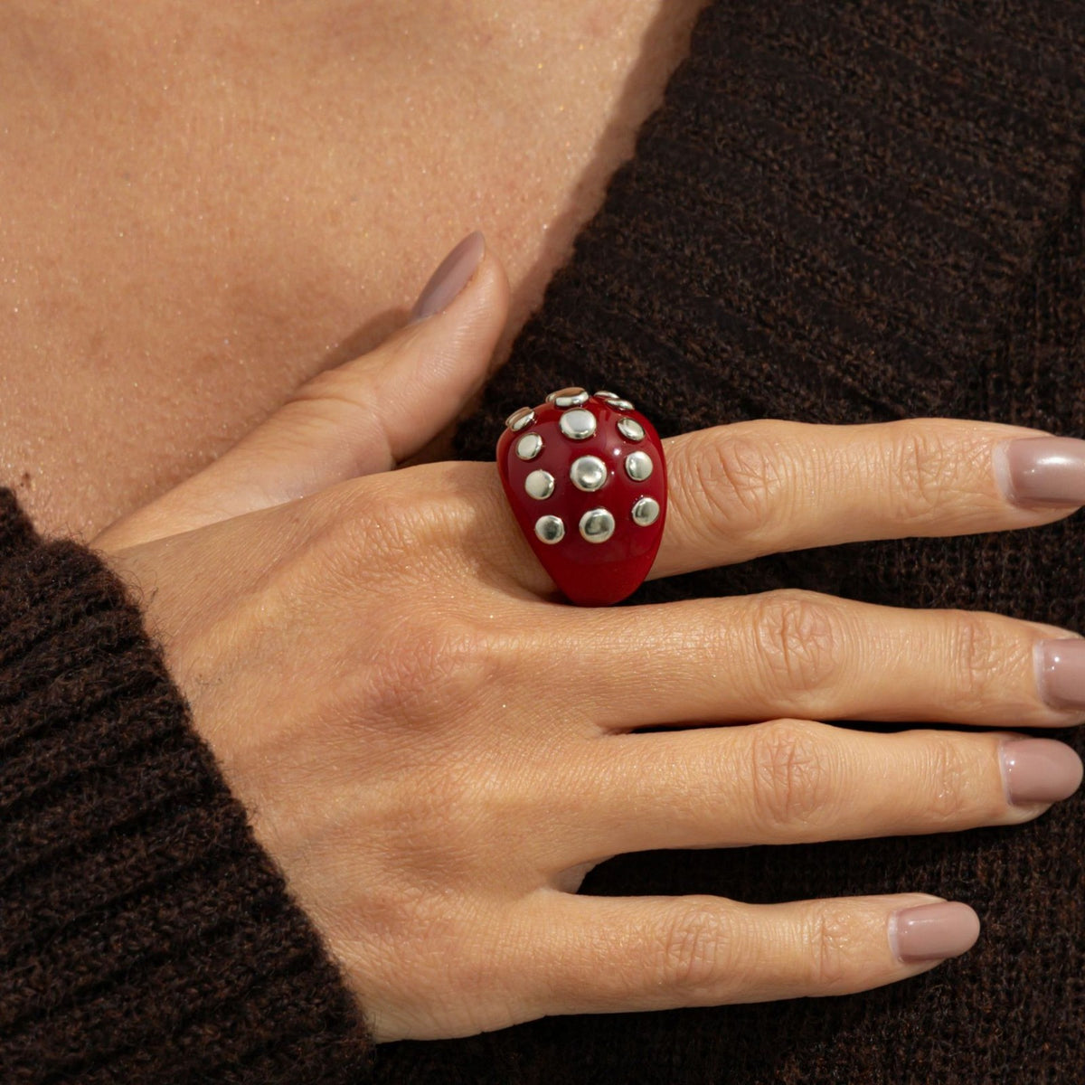 Classy Vintage Studded Resin Bangle & Ring Set