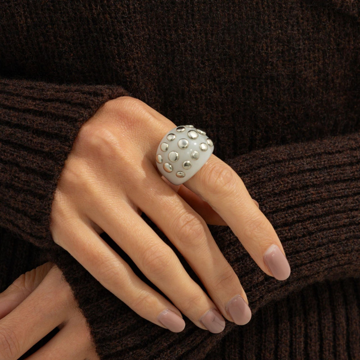 Classy Vintage Studded Resin Bangle & Ring Set