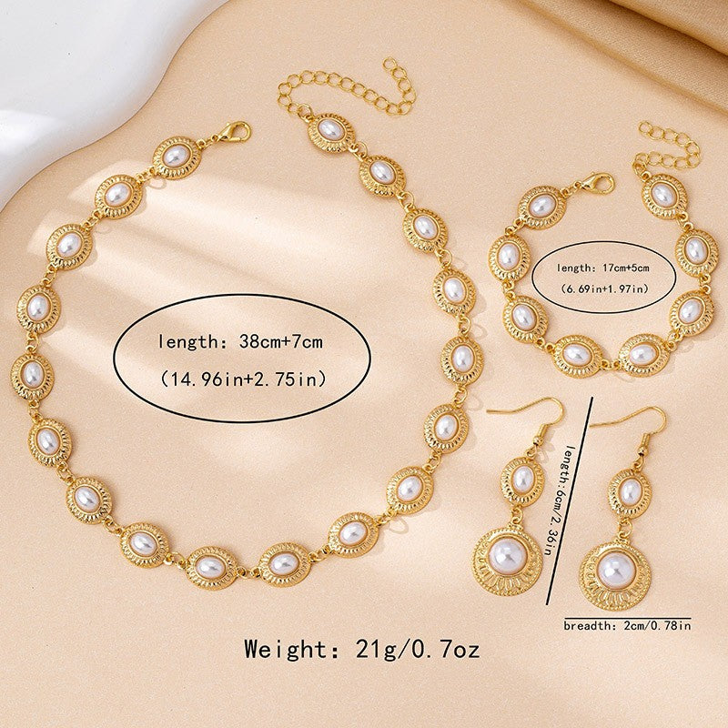 Classy Vintage Red Oval Necklace, Bracelet & Earring Set