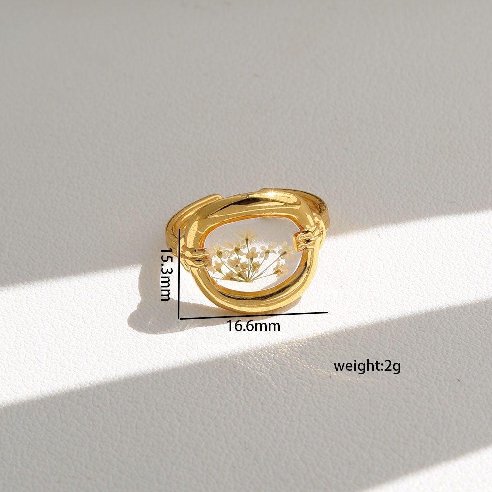 Romantic Pressed Flower Resin Ring