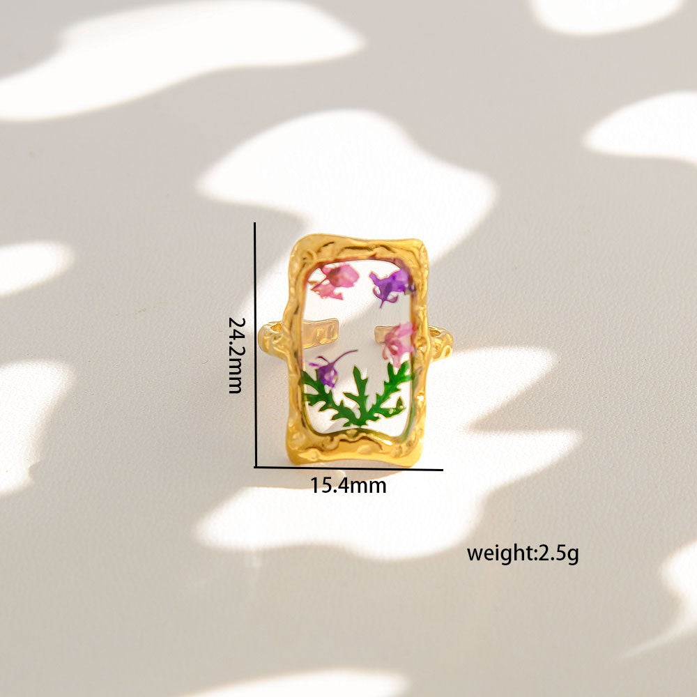 Romantic Pressed Flower Resin Ring