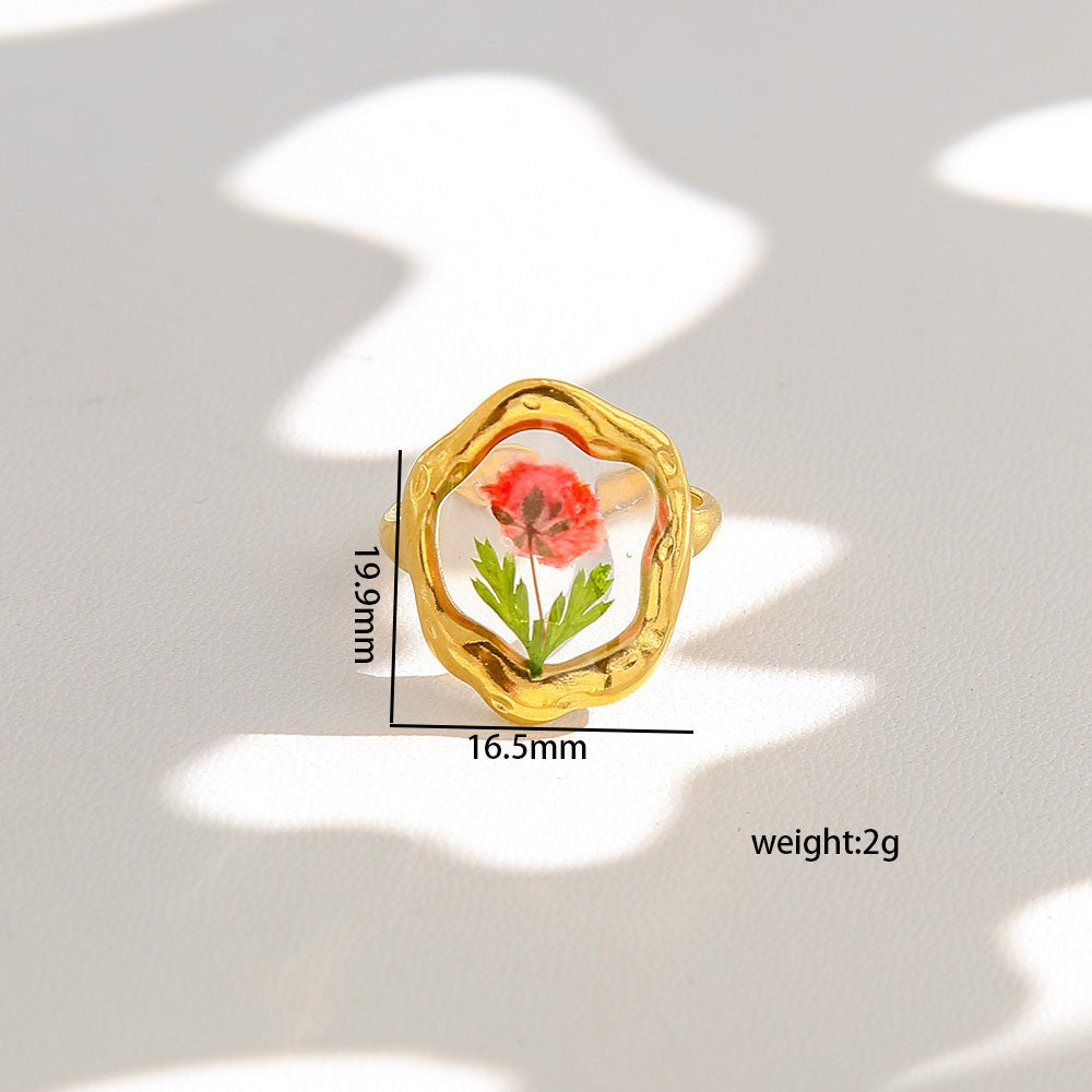 Romantic Pressed Flower Resin Ring