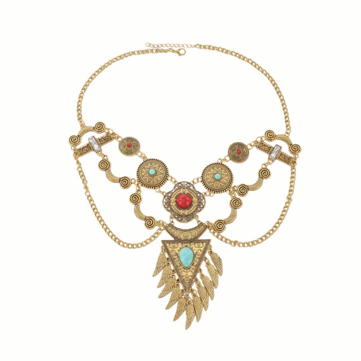 Boho Vintage Turquoise Wing Statement Necklace
