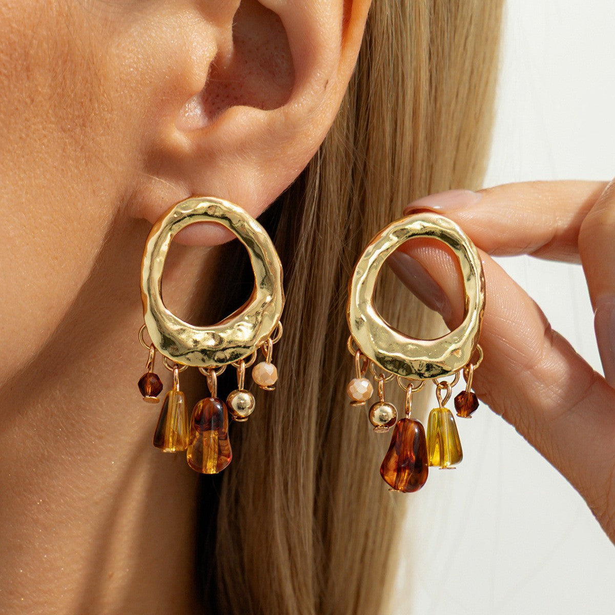Boho Geometric Resin Dangle Earrings