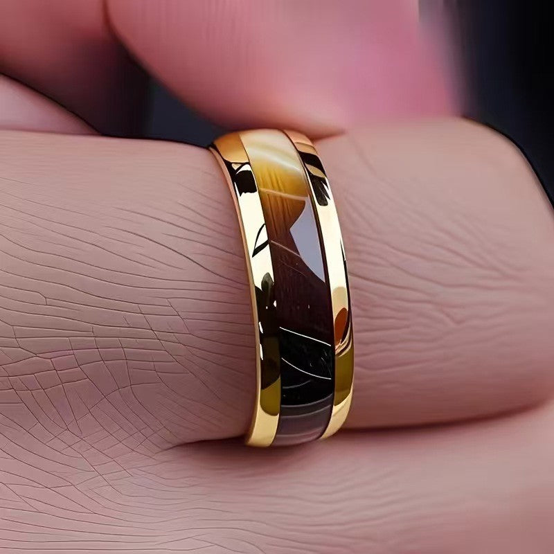 Classy Wood Grain Inlay Ring
