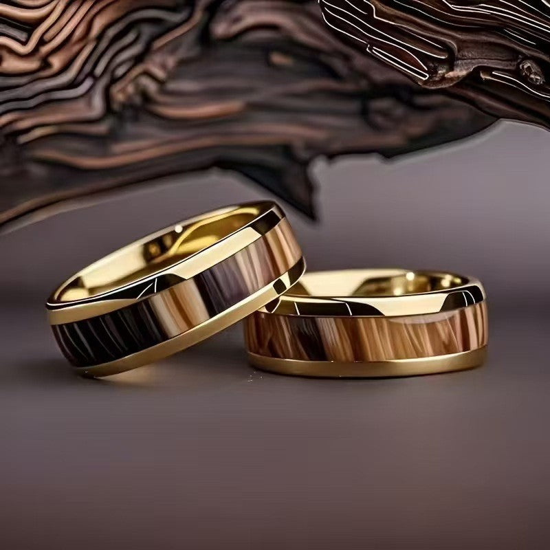 Classy Wood Grain Inlay Ring
