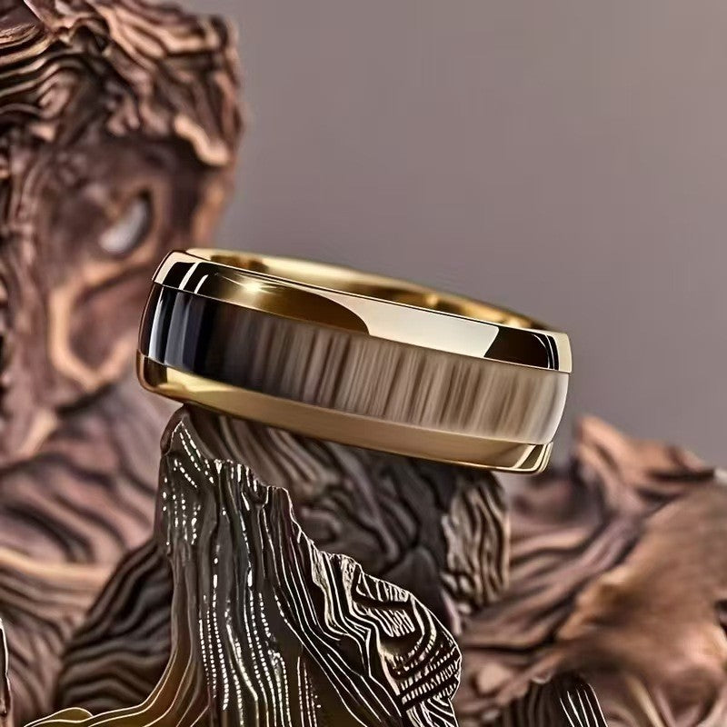 Classy Wood Grain Inlay Ring