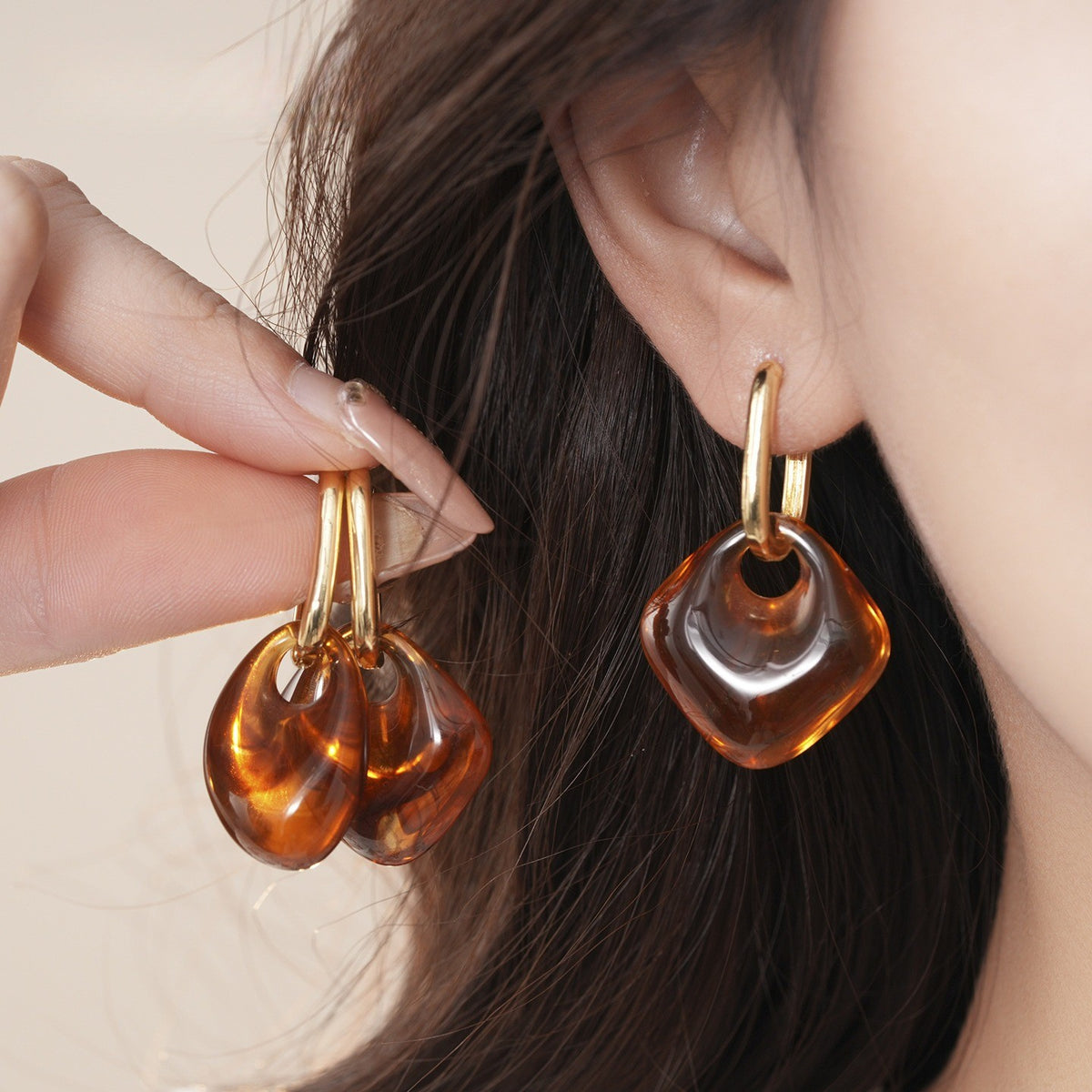 Classy Amber Soft Square Drop Earrings