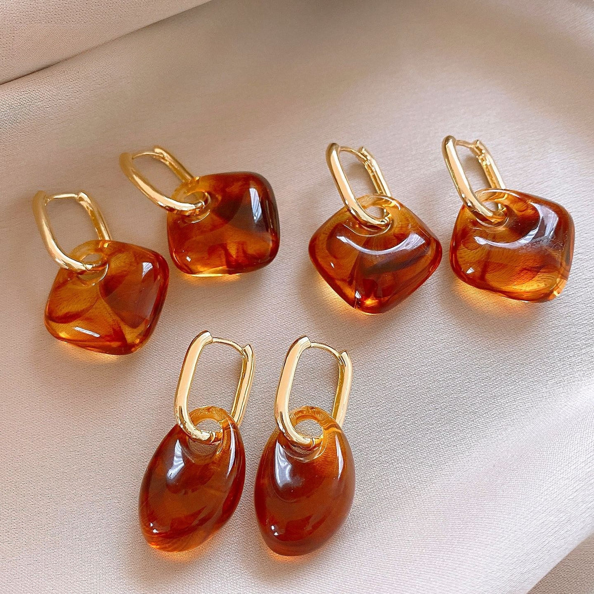 Classy Amber Soft Square Drop Earrings