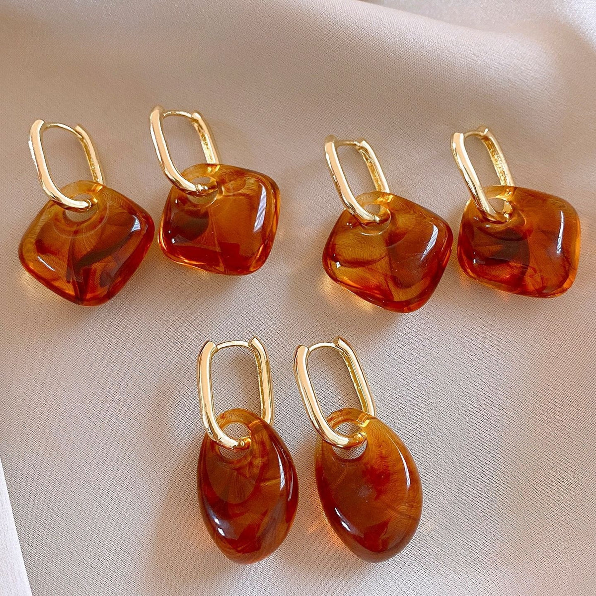 Classy Amber Soft Square Drop Earrings