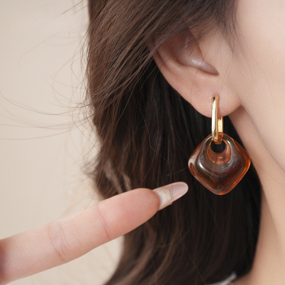 Classy Amber Soft Square Drop Earrings