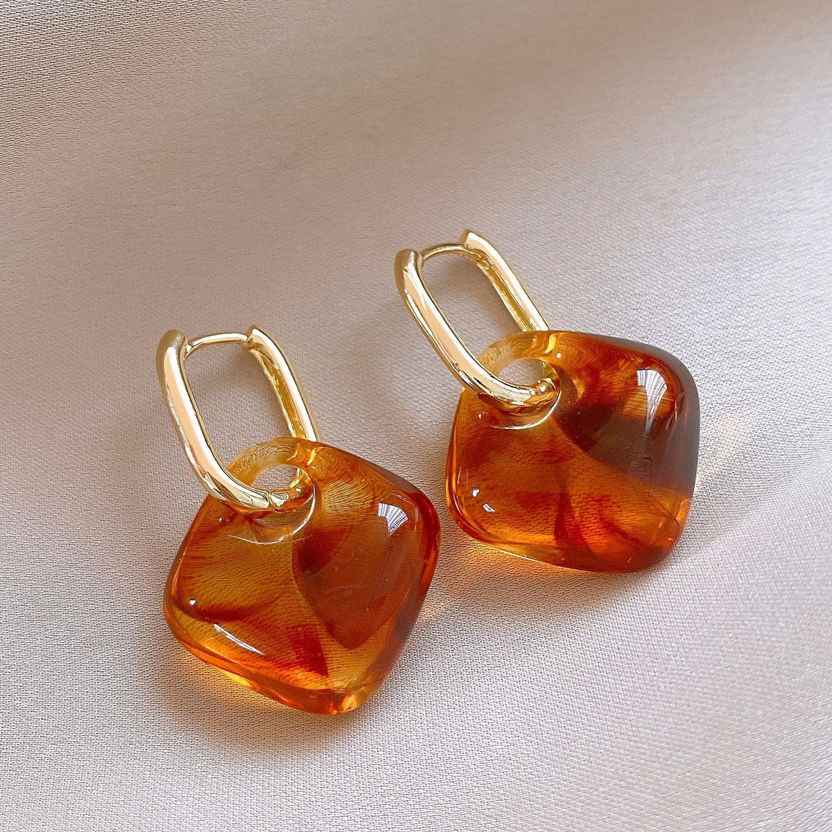 Classy Amber Soft Square Drop Earrings
