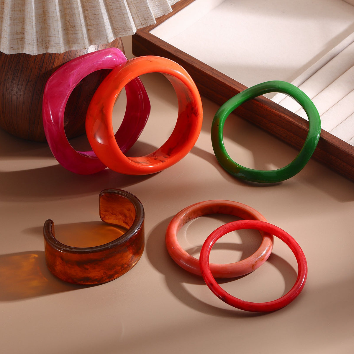 Classy Marbled Resin Bangle Set