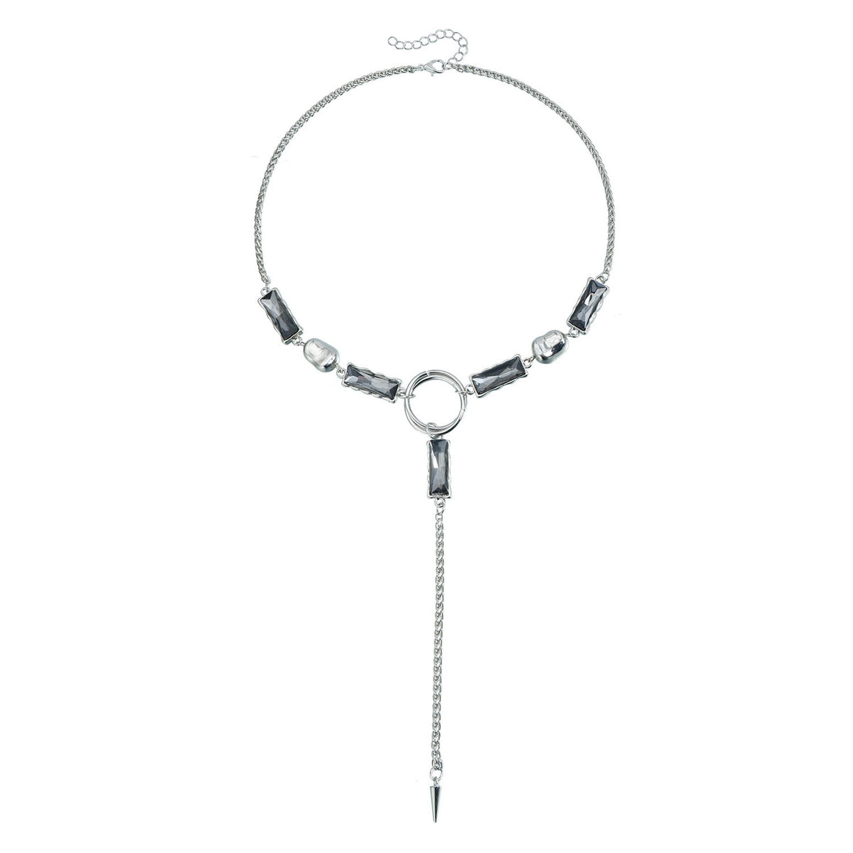 Classy Geometric Black Stone Y-Necklace