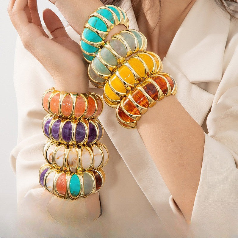 Classy Geometric Acrylic Stretch Bracelet