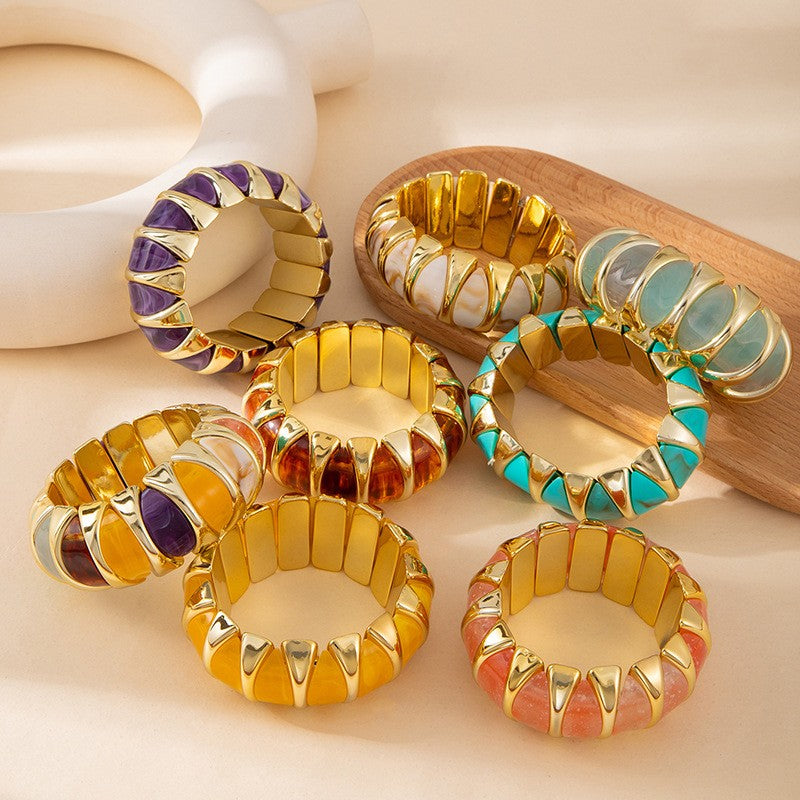 Classy Geometric Acrylic Stretch Bracelet