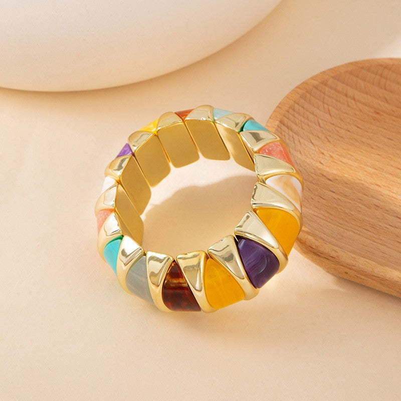 Classy Geometric Acrylic Stretch Bracelet