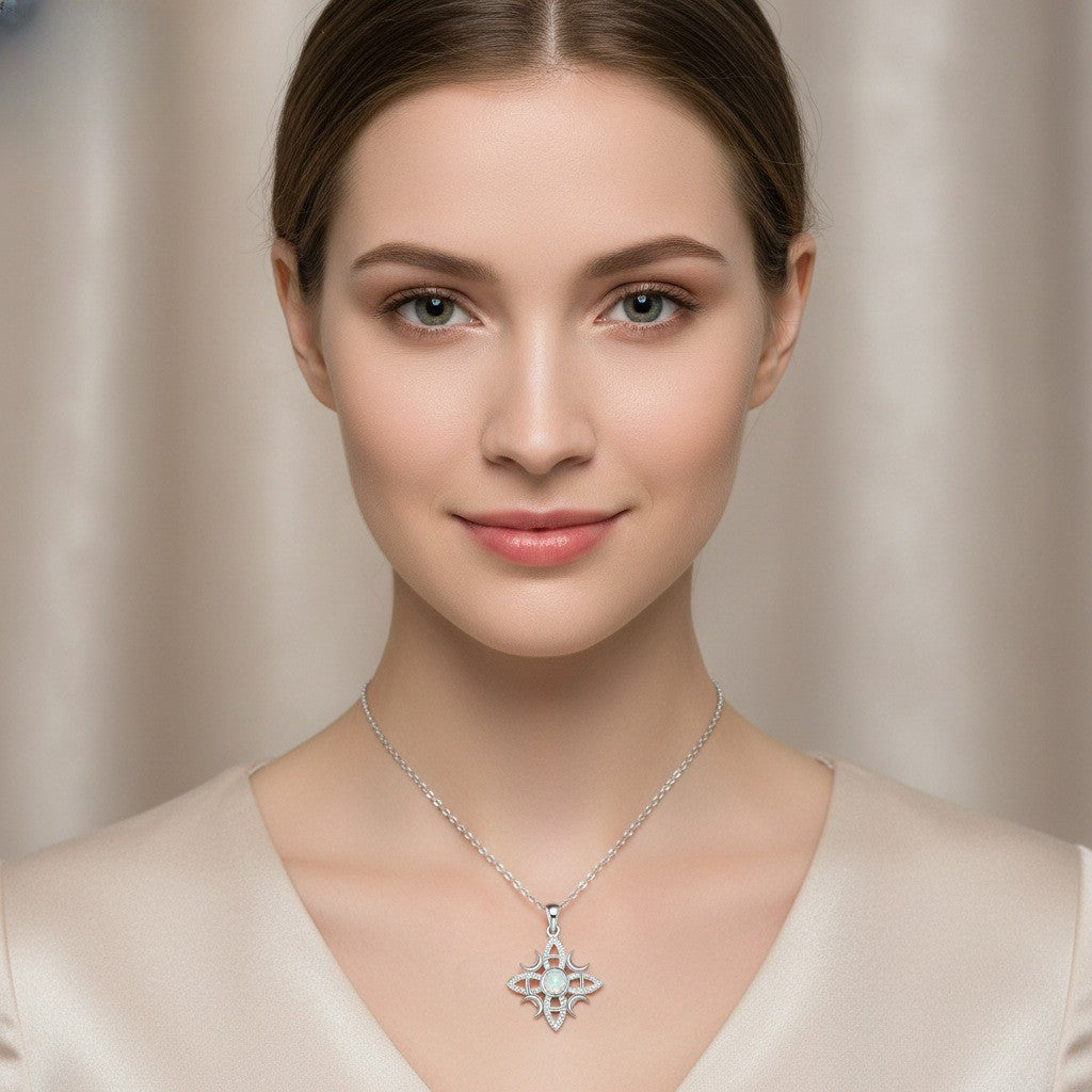 Classy Celtic Opal Star Necklace